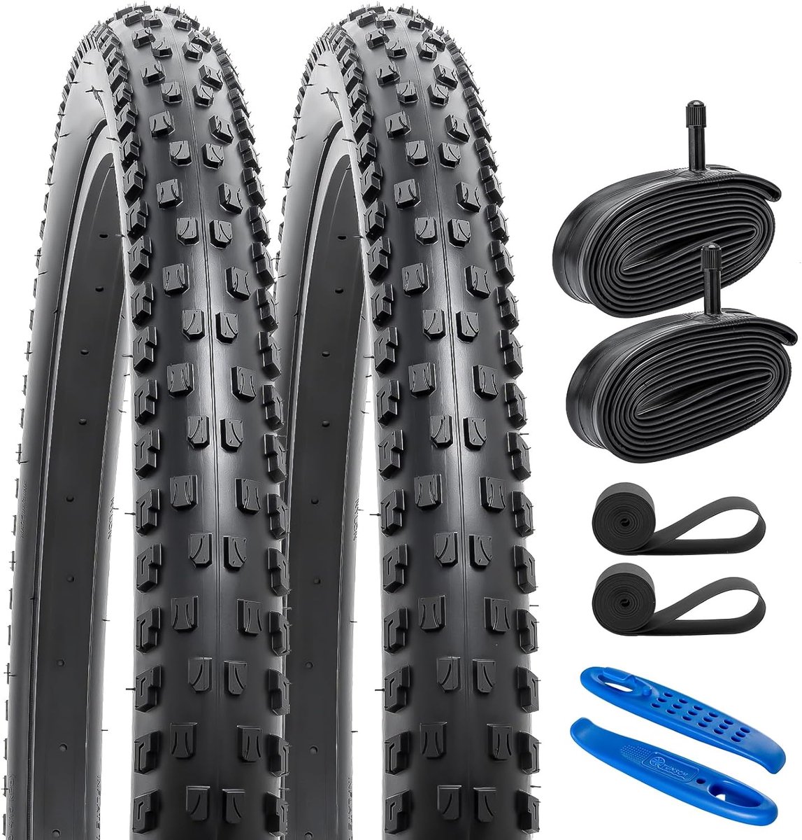 2-PCS 29-inch Mountain Bicycle Tires 29x2.10/54-622 and 29-inch Heavy Duty Inner Tube Schrader Valve with Compatible - ShopVlot