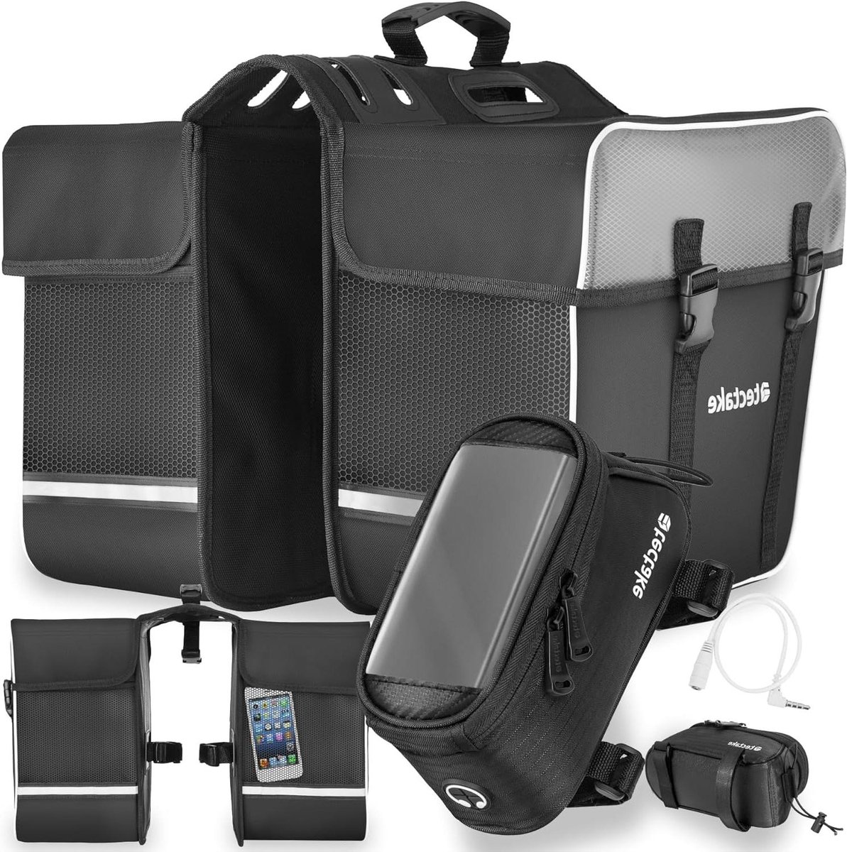 Fietstas Set - Bagagedrager Tas Frame Tas - Fietstochten Maken - Waterafstotend Oxford Materiaal - 35L 1.8L - Zwart