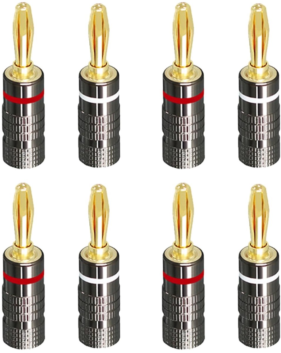Banana plugs voor luidsprekerkabels - 24k verguld - veilige aansluiting - ideaal voor surround systemen - ShopVlot
