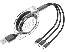 Multi USB C Oplaadkabel 1 m - Retractable 3-in-1 - Universeel - Ideaal voor dagelijks gebruik - m-winkel