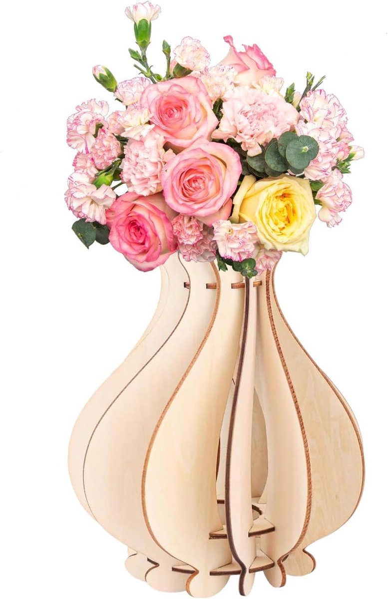 Houten Bloemenvaas Bouwset - 3D Houten Vaasje - Vintage Ontwerp - Creatief voor Thuis - ShopVlot