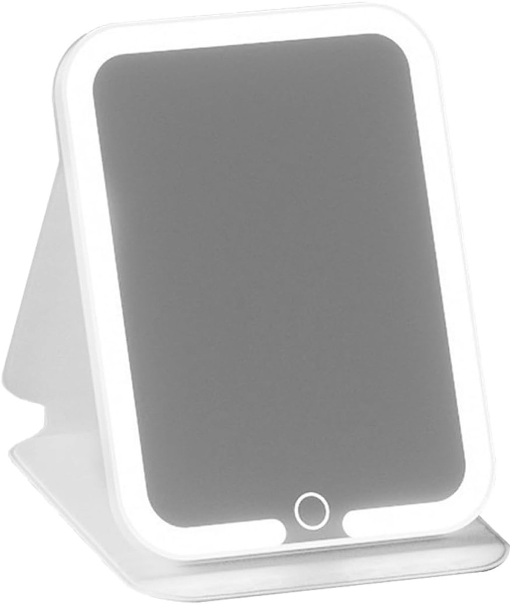 Make-upspiegel groot HD 18 x 23,5 cm - opvouwbaar touchscreen - 3 dimbare lichtkleuren - ShopVlot