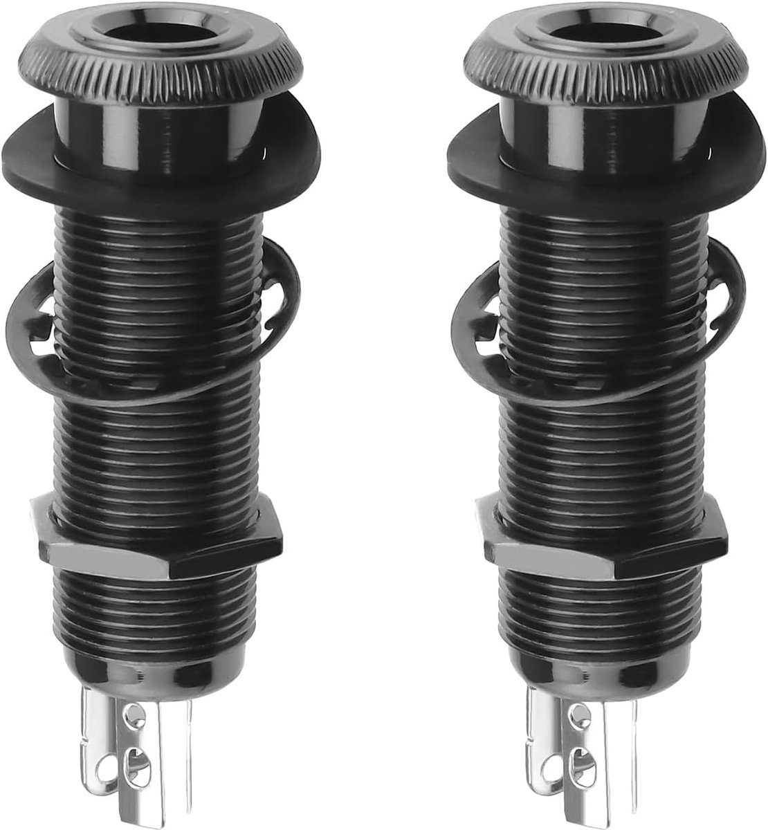 Stereo barrel jack 6.35mm - 2Pcs koper zwart - 4 pin uitvoering - Geschikt voor gitaar en bas - ShopVlot