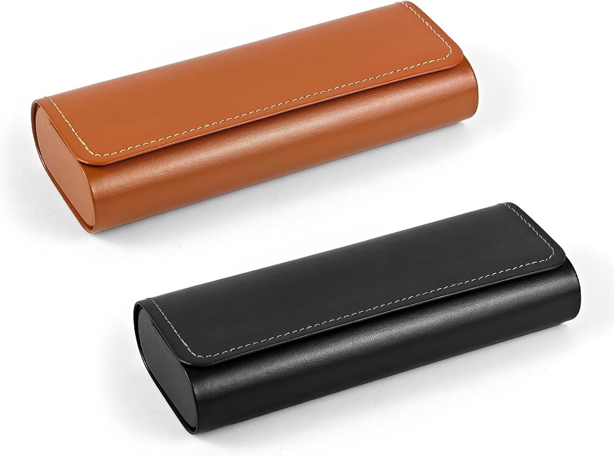 Brillenkoker hardcase leer metaal - 2 stuks - vintage stijl - duurzame bescherming voor brillen - ShopVlot