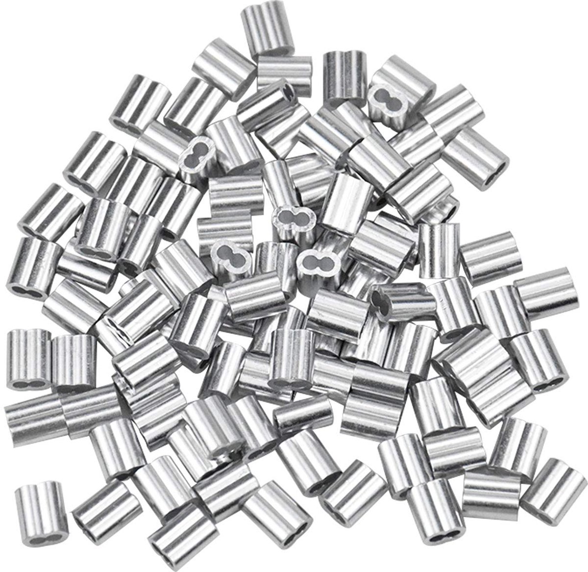 Aluminium sleeve clips 2mm - dubbele gaten - duurzaam en roestvrij - voor kabels en touw - ShopVlot