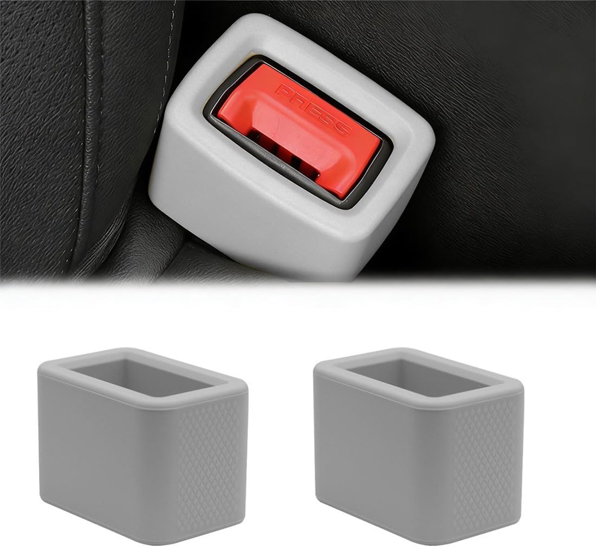 Autogordel bevestigingshouder 2Pcs - Silicone grijs - Veilig en duurzaam - Eenvoudig met één hand te gebruiken - ShopVlot