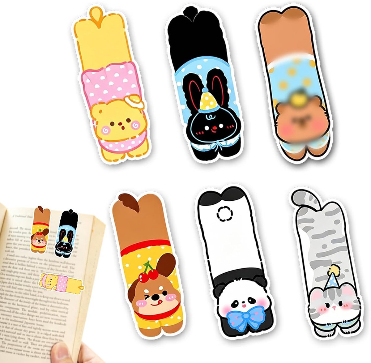 Magnetische bladwijzers voor kinderen - 6 dieren - multifunctioneel - leuk cadeau voor boekenliefhebbers - ShopVlot