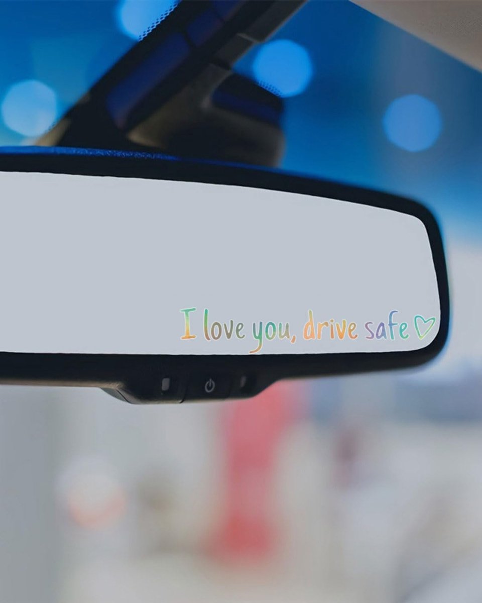 4 Pcs "I Love You,Drive Safe" Rearview Mirror Stickers for Makeup Mirror, Heart Shaped Rearview Mirror Stickers for - ShopVlot