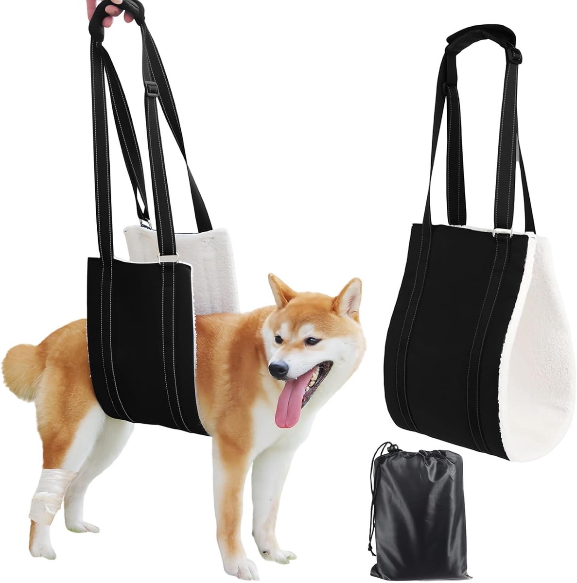 Honden Draaghulp - Hondentuig - Hond Ondersteunen - Verstelbaar Ontwerp - Maat M - Zwart