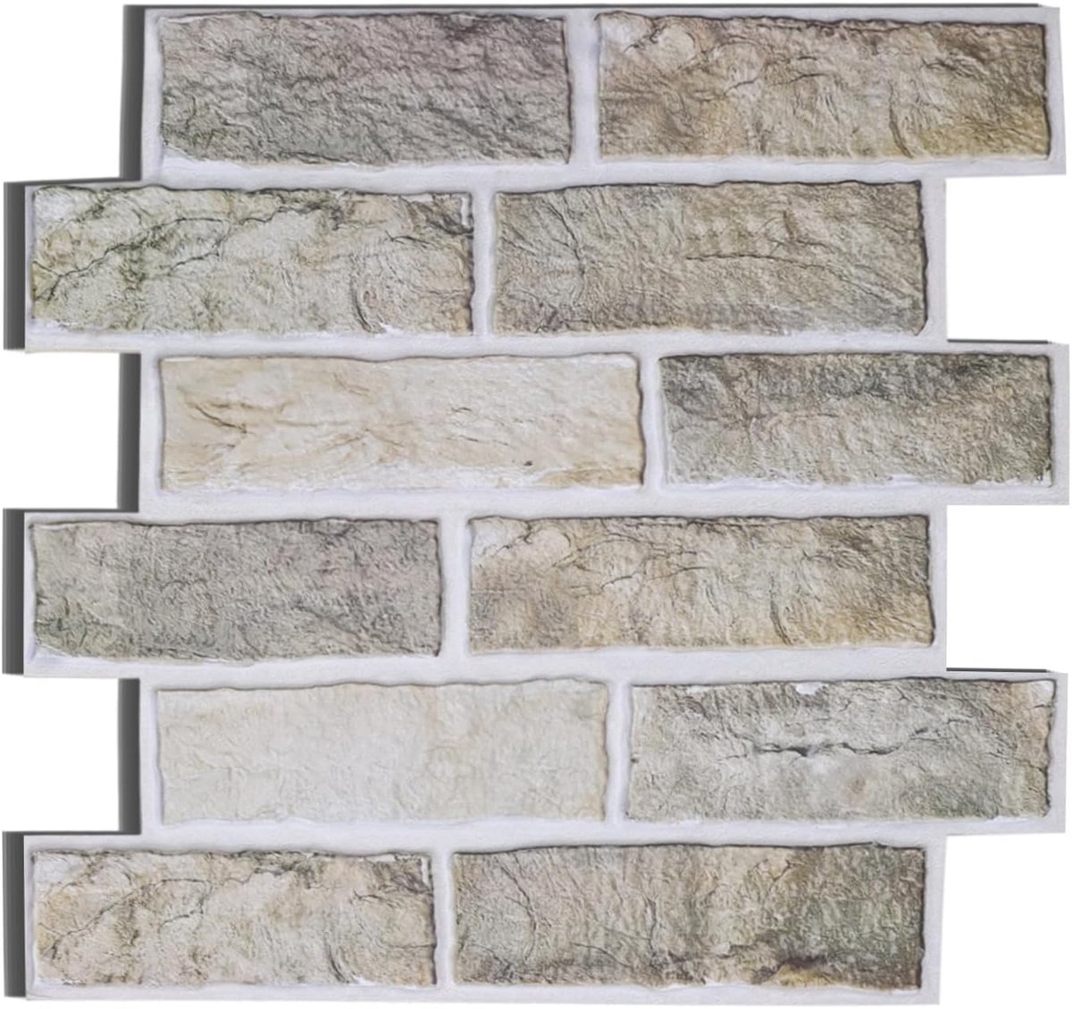 Pack of 10 3D Wall Panels Self-Adhesive 3D Wall Panels Stone Look 30 x 30 cm for Indoor Wall Cladding in Stone Look - ShopVlot