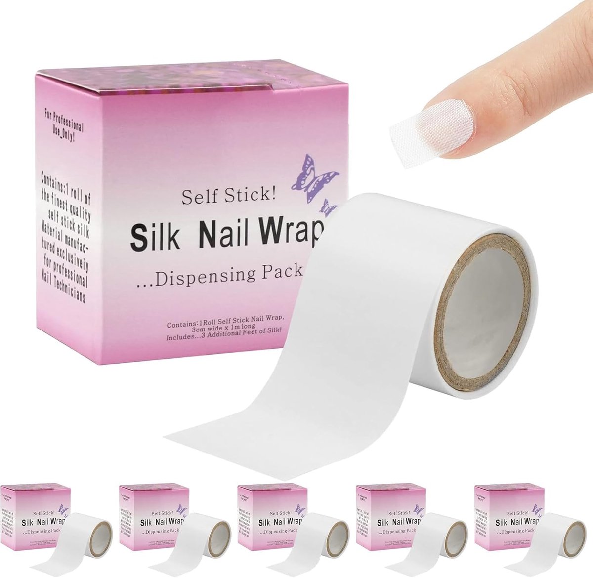 6 rollen zelfklevende zijdenagelfolies, repareert het beschadigde nageloppervlak, verlengt de manicure, geschikt voor - ShopVlot