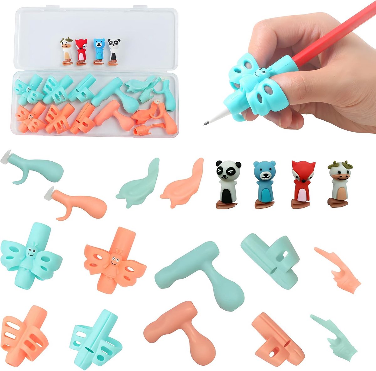 18 stuks pennenhouders voor kinderen, ergonomische schrijfhulp voor pennen, corrigeert schrijfhouding, veilige - ShopVlot