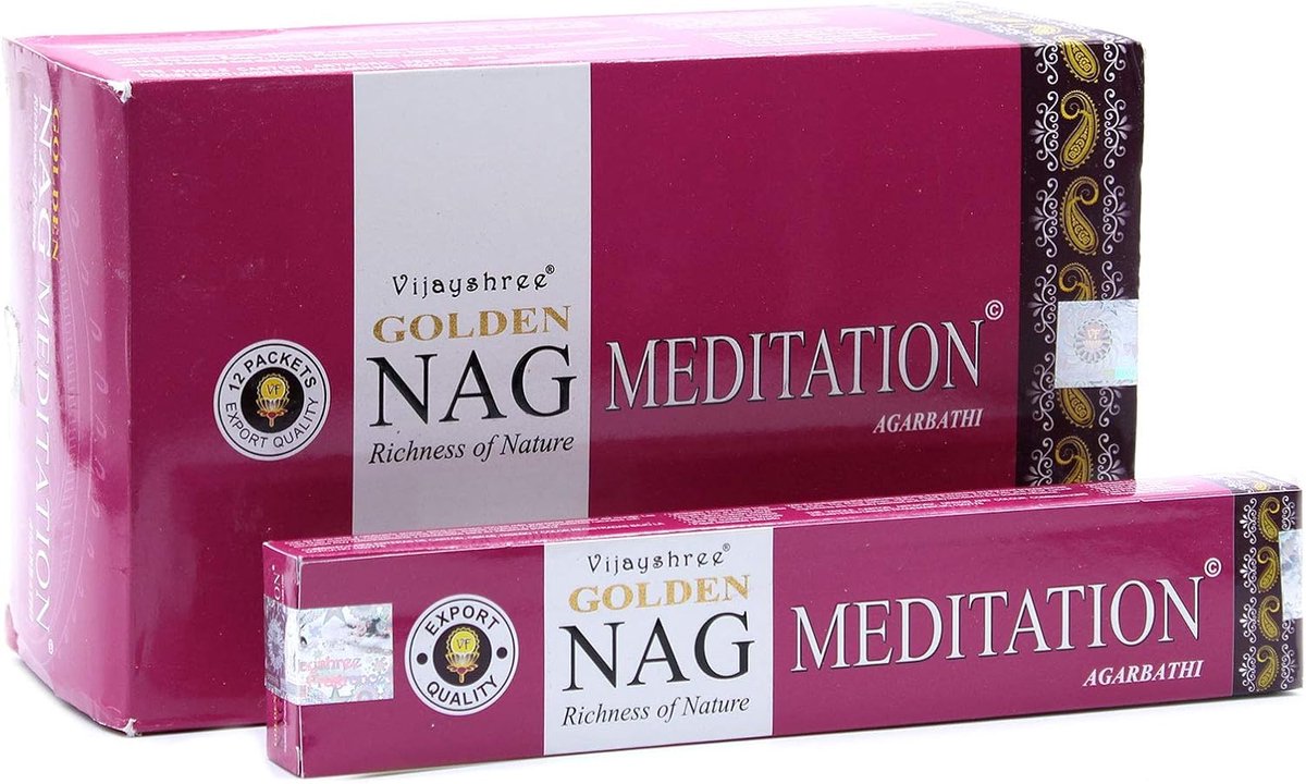 GOLDEN NAG MEDITATION MEDITATION incense sticks, 12 packs of 15 g. = 180 g. - ShopVlot