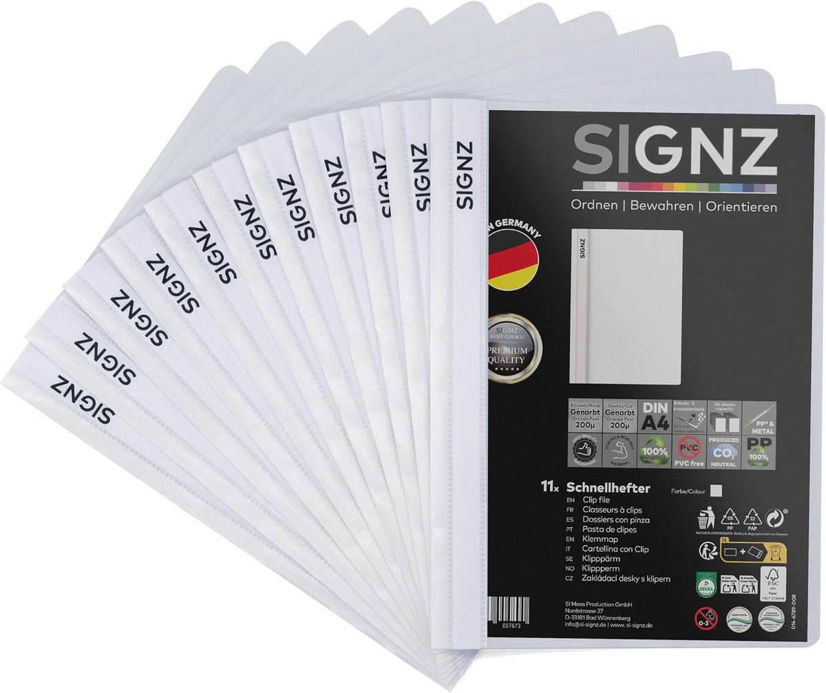 SIGNZ Quick Lifter DIN A4, stable, 11 pieces, white, transparent lid, CO2-neutral produced, made from recycled plastic - ShopVlot