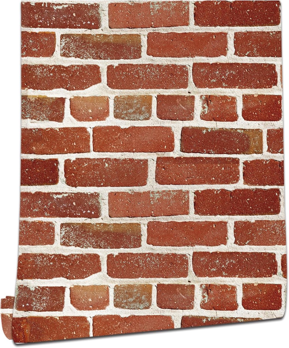 myforHD Self-Adhesive Wallpaper Wall Paper Brick Self-Adhesive Wall Sticker 44 cm x 1000 cm Vintage Brick Waterproof - ShopVlot