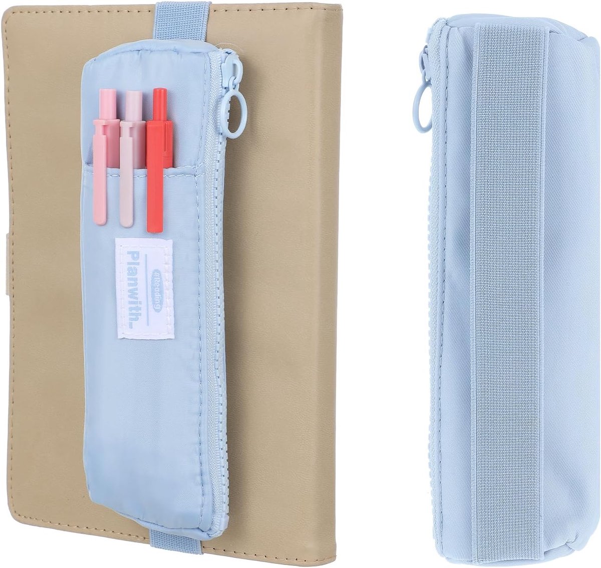Tucnoeu Pen holder for notebook Small zipper holder with elastic band, pen holder for hard cover - ShopVlot