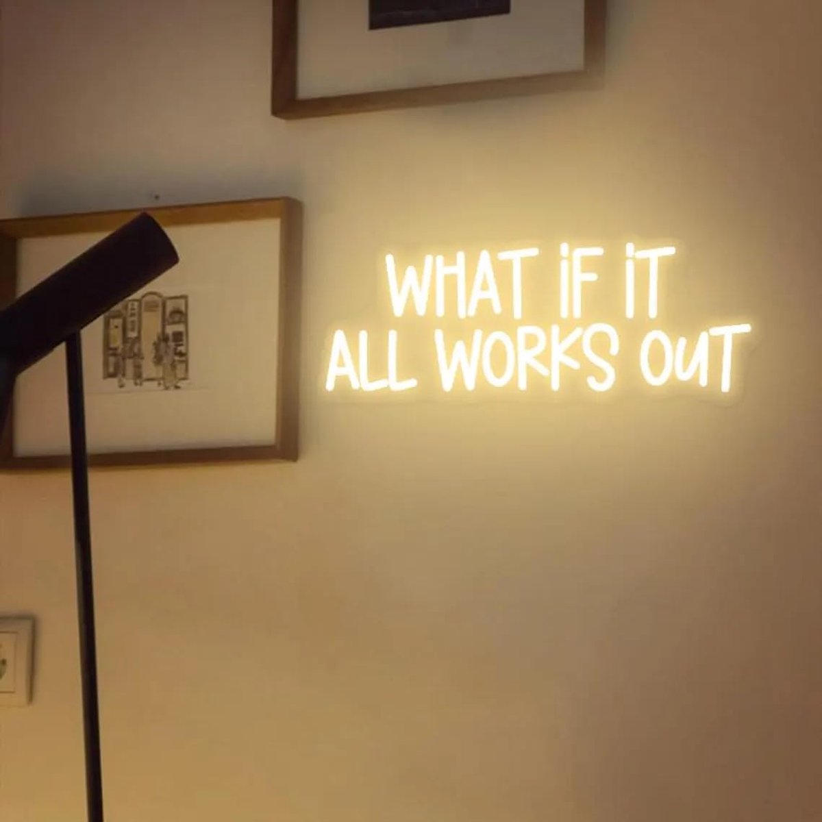 What If It All Works Out Wall Art Neon Sign, Positive Led Neon Sign, Home Aesthetic Wall Sign, Office Fashion Decor - ShopVlot
