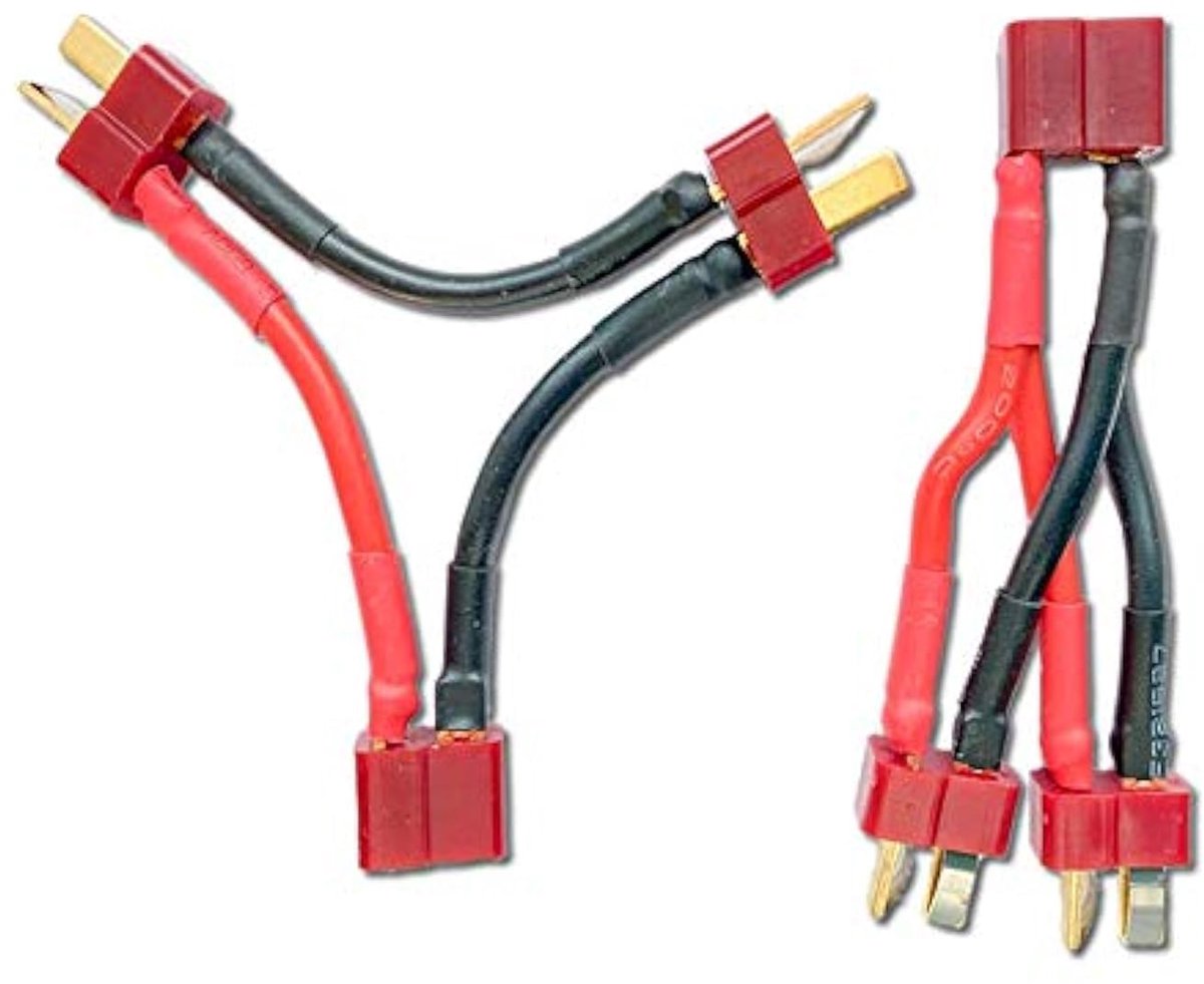 2X premium charging cable Y-cable adapter T-Dean 2 plugs and 1 bus Lipo battery series + series connection series - ShopVlot