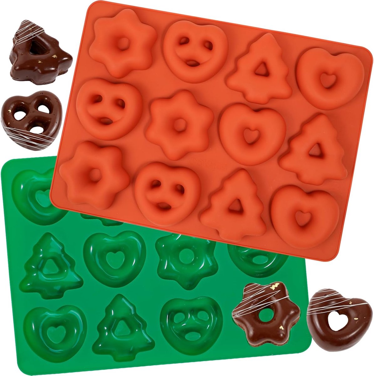 webake Mini Gingerbread Mould Silicon 2 Pieces Gingerbread Mould Christmas Tree Baking Mold Silicone Molds - ShopVlot