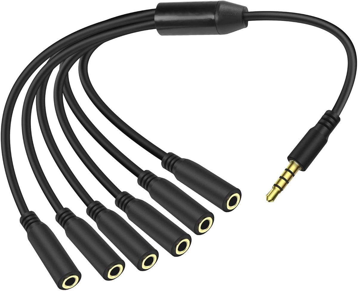 MEIRIYFA 3.5mm splitter cable 1 to 6 way, 1/8 inch 4-pol/3-rings TRRS 1 plug to 6 bus audio stereo splitter extension - ShopVlot
