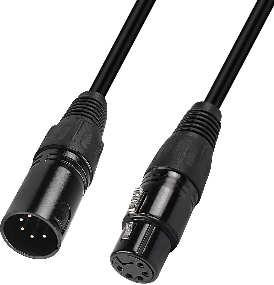 MEIRIYFA 5 Pin XLR DMX Adapter Cable, XLR 5-Pin Male to Female Patch Cable Balanced Microphone Cable - Black, 1M - ShopVlot