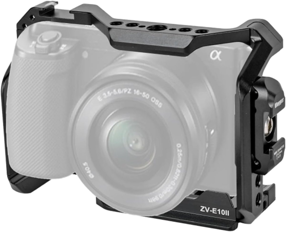 ZV-E10 II Cage, Alpha ZV-E10 ii/ZVE10 ii Camera Cage with Camera Shoulder Strap Lock and HDMI/SDI/USB-A/USB-C/Type-C - ShopVlot