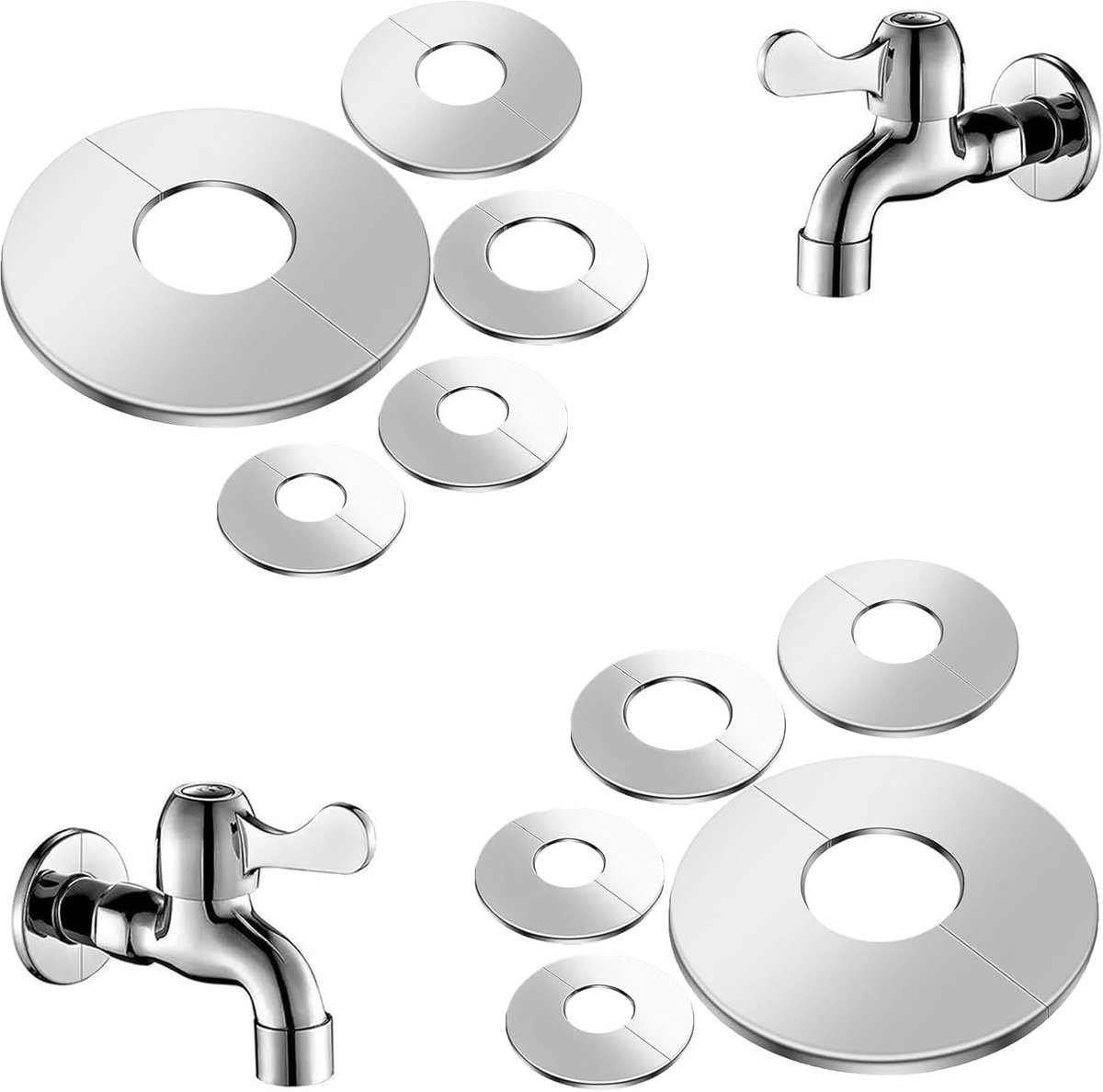 Pack of 10 Faucet Rosettes Radiator Tube Covers Self Adhesive 22 mm 26 mm 34 mm 42 mm 51 mm Stainless Steel Self - ShopVlot