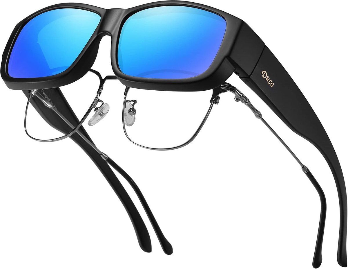 DUCO Polarised sunglasses for men and women, unisex wrap around glare protection, glasses wearer, fit oversize 8956 - ShopVlot