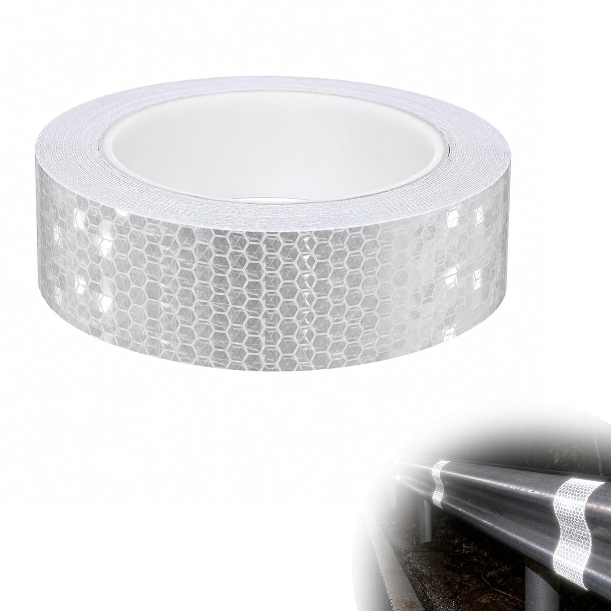 Zolara Zelfklevende reflecterende tape, wit, 20 m x 2,5 cm, zelfklevende waarschuwingstape, reflecterende tape - ShopVlot