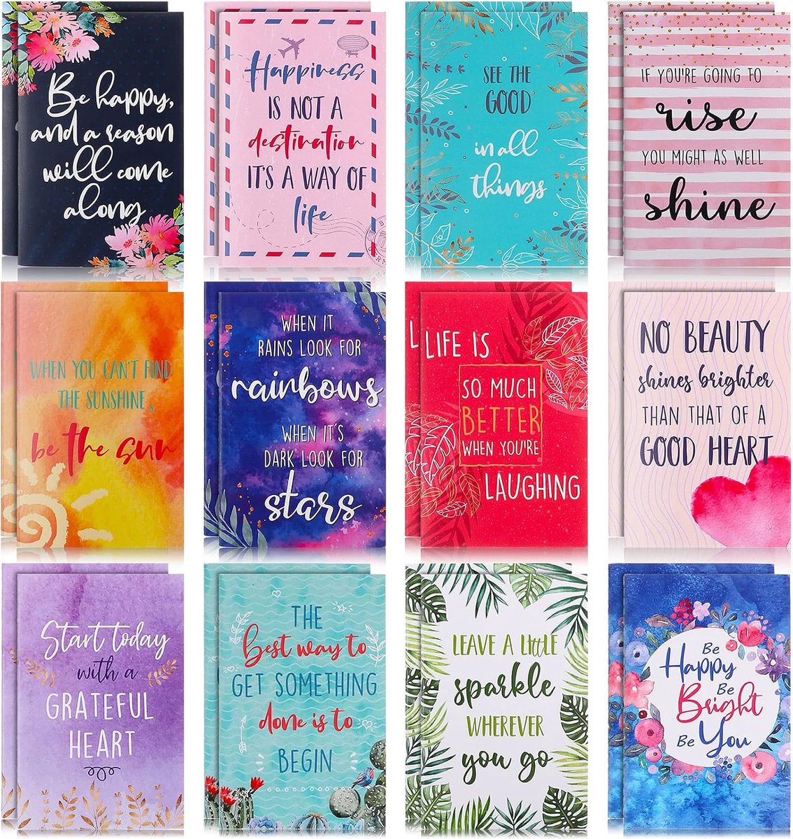 24 Pcs Motivational Notebooks, Pocket Lined Notepads, Mini Colorful Inspirational Notebook with Small Pocket - ShopVlot
