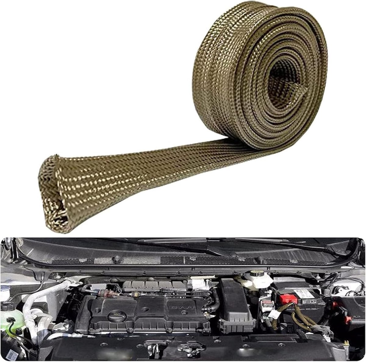 Heat-resistant basalt fibre hose 1 m, ID 25 mm, insulation hose for cable protection – thermal protection up to 800 °C - ShopVlot