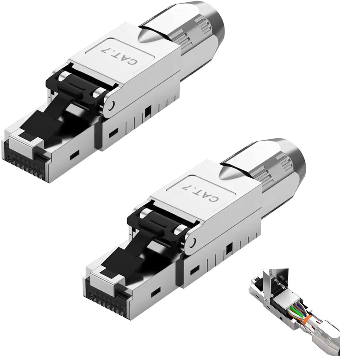 RUIZHI Network connector CAT 7 RJ45 for rigid Ethernet LAN cable, CAT6A CAT7, tool-free, LSA, 10Gbps, AWG 23-26, LAN - ShopVlot