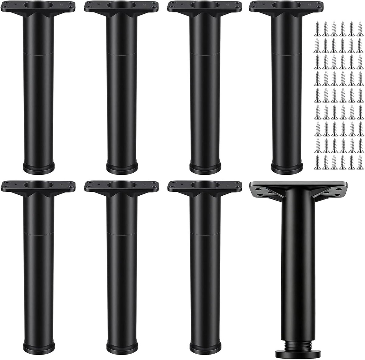 8 stuks metalen bedpoten, verstelbaar, zwart, 22-42 cm, zwart, meubelpoten, bedpoten, meubelpoten, meubelpoten, in - ShopVlot