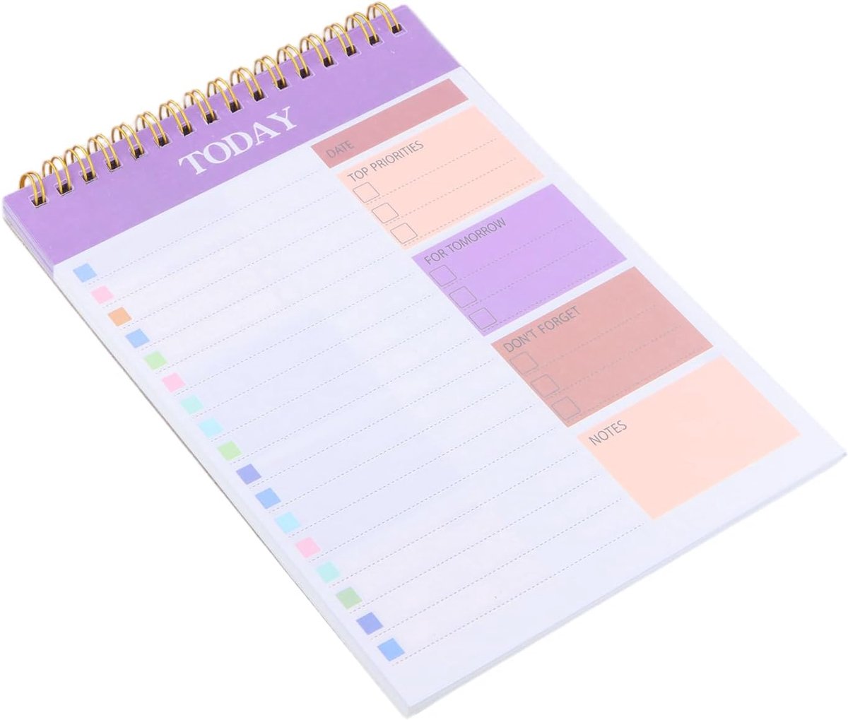 Dagplanner A5, paars, zonder datum, spiraalplanner met 104 pagina's, to-do-lijst en tijdmanagement, waterdichte - ShopVlot