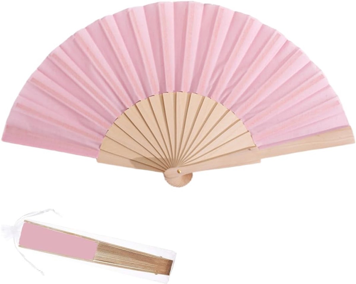 1 x Folding Hand Fan for Women Foldable Chinese Style Portable Hand Fans Bamboo Silk Fabric Wall Decoration Wedding - ShopVlot