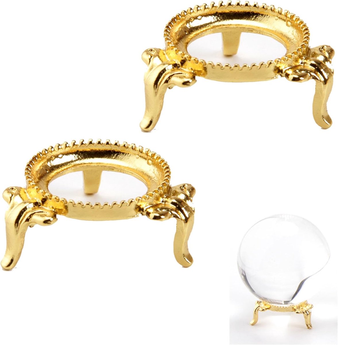 Pack of 2, Crystal Ball Holders, Crystal Ball Base Holder, Crystal Ball Base Metal for Crystal Balls(Gold 2) - ShopVlot