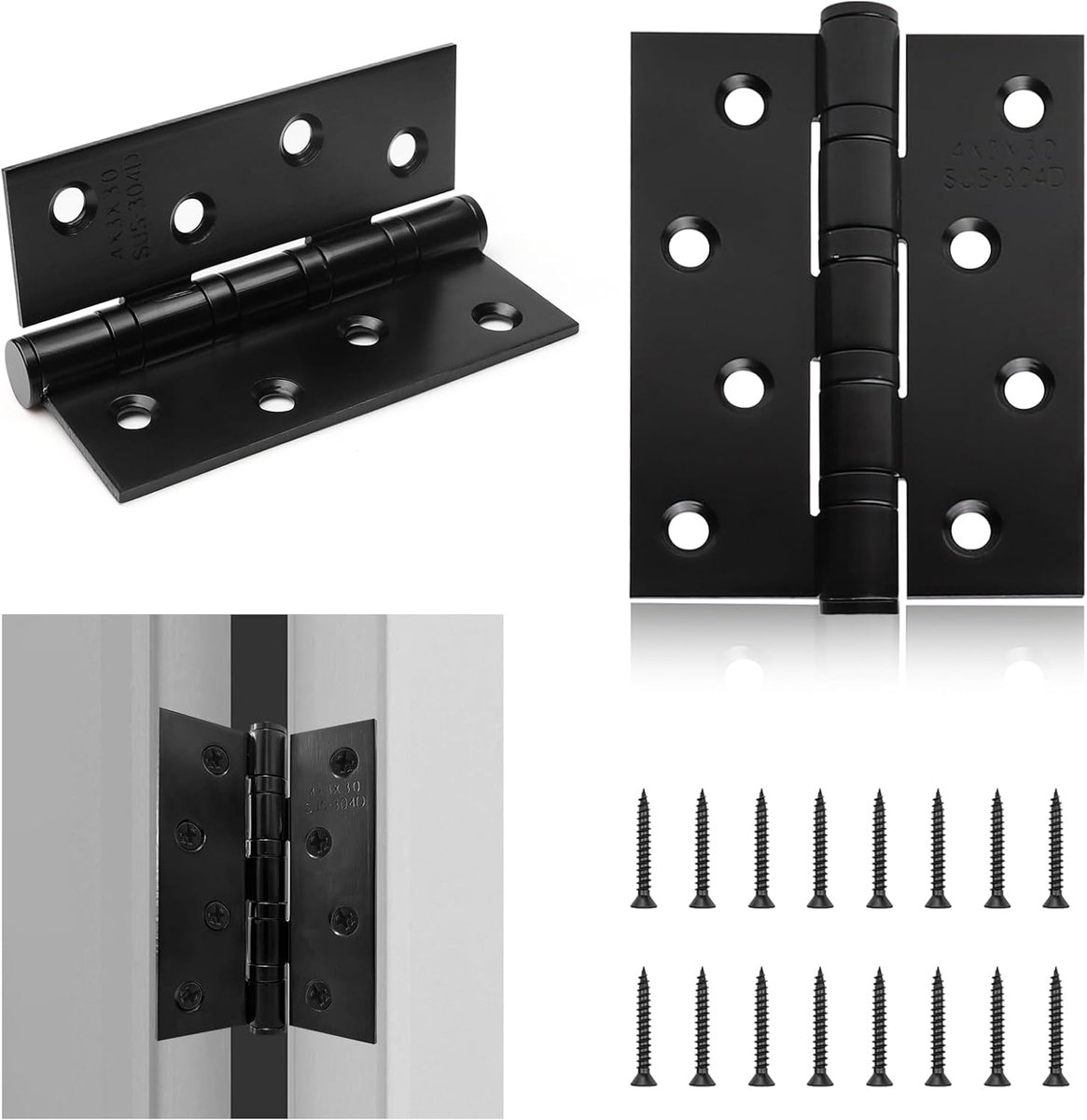2 stuks scharnieren roestvrij staal zwart deurscharnier buiten zware belasting scharnieren met kogellagers 100 x 76 x - ShopVlot