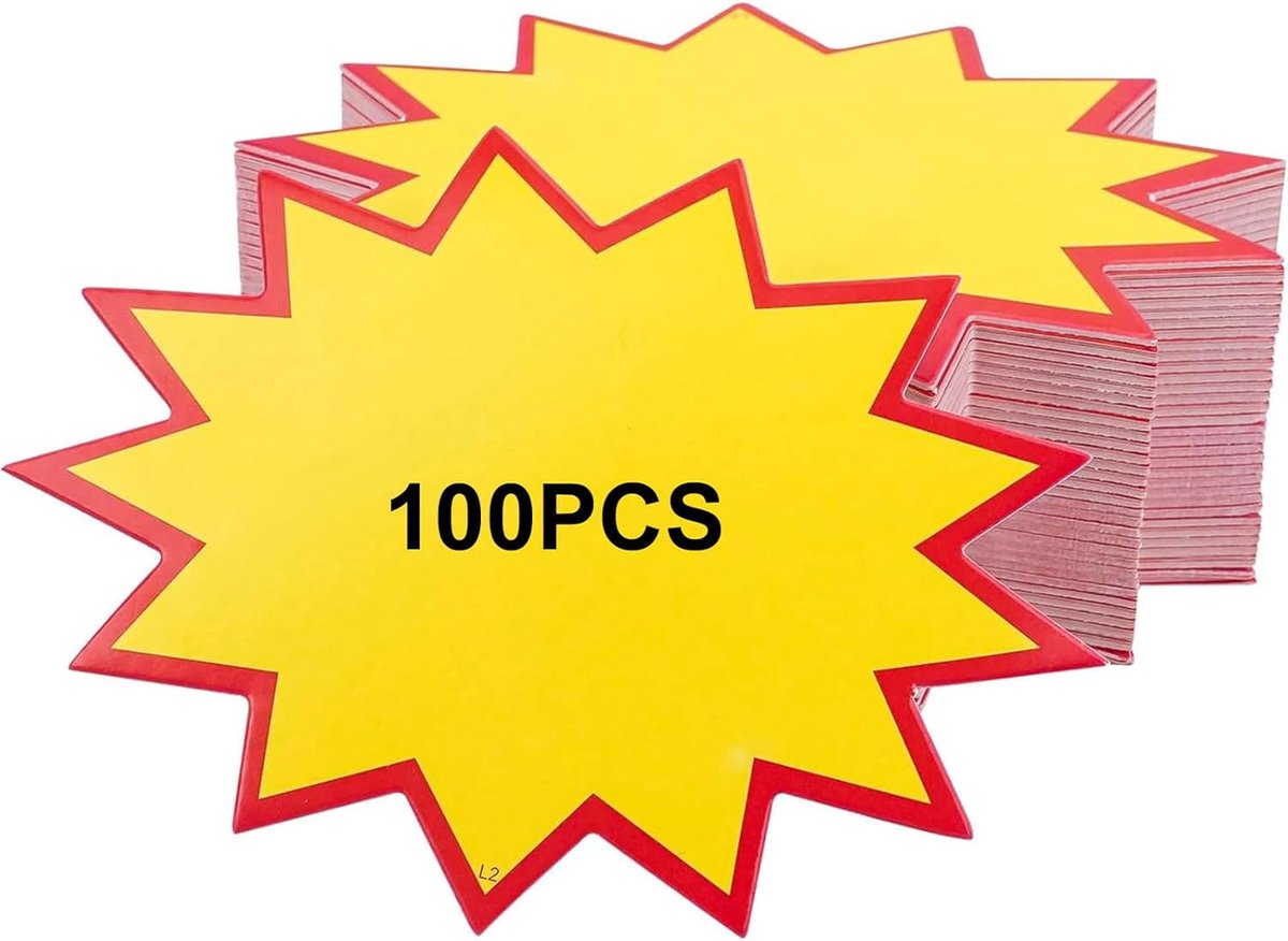 Neon price tags for flea market, 100 pieces, 8 x 11 cm, price labels - ShopVlot