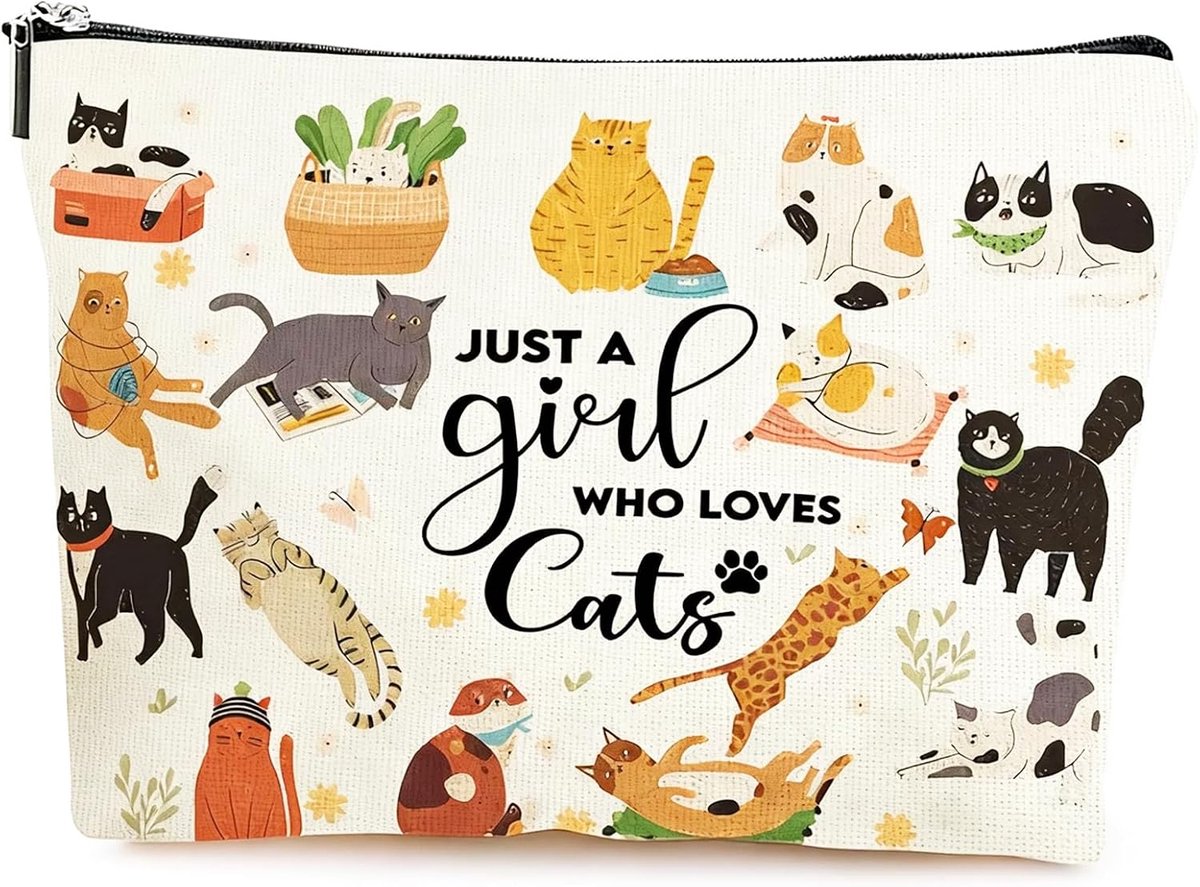 Cat Makeup Bag for Girls Women, Portable Zipper Cosmetic Pouch, Travel Toiletry Bag, Cosmetic Makeup Bag for Cat - ShopVlot