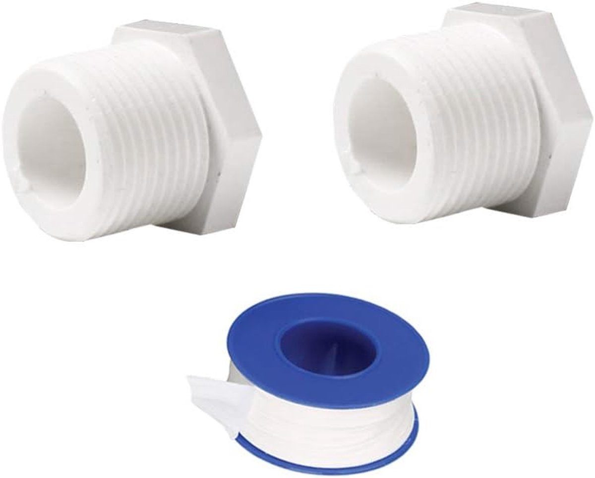 White Water Pipe Cap - PVC Pipe Screw Connections External End Cover, 25mm, 2pcs (+ 1pc tape) - ShopVlot