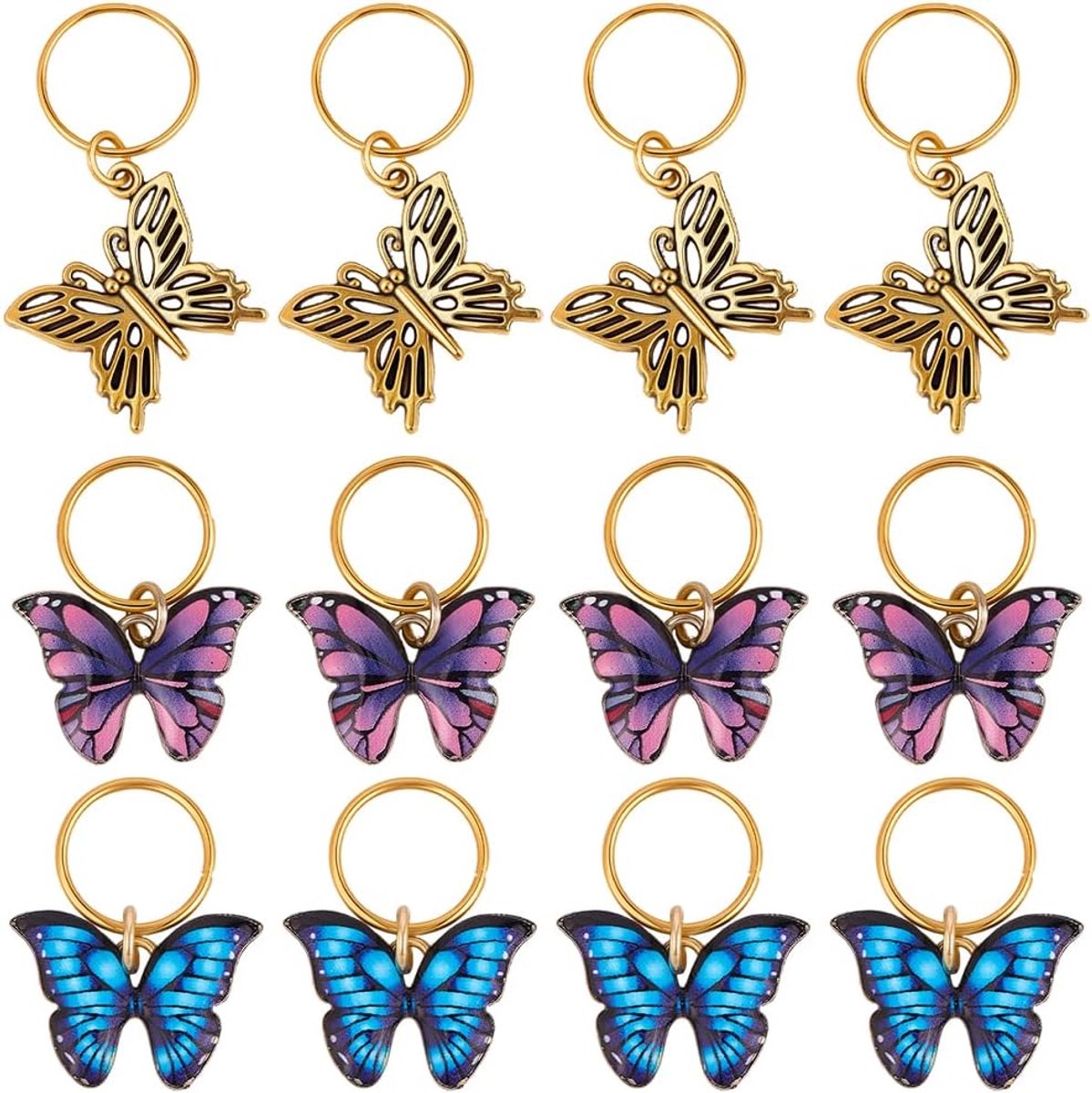 Haarscrunchie vlinders 15 stuks - 3 stijlen - kleur legering - voor Afrikaans kapsel - ShopVlot