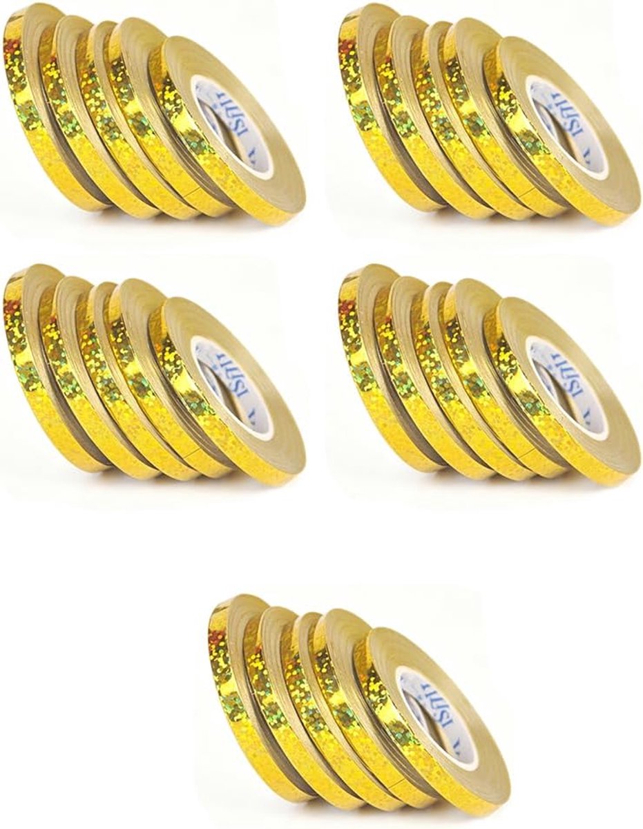 Luchtslangen feestdecoratie 240 m - goud metallic effect - glinsterende streamers - ideaal voor verjaardagen - ShopVlot
