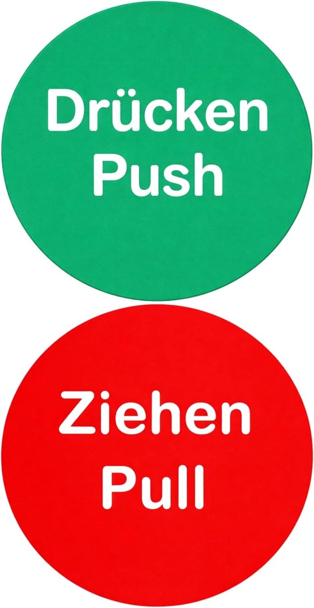 Sticker Set Press Pull - Ø 65 mm - Dubbelzijdige Kleeffilm - Voor Deur- en Wandbevestiging - ShopVlot