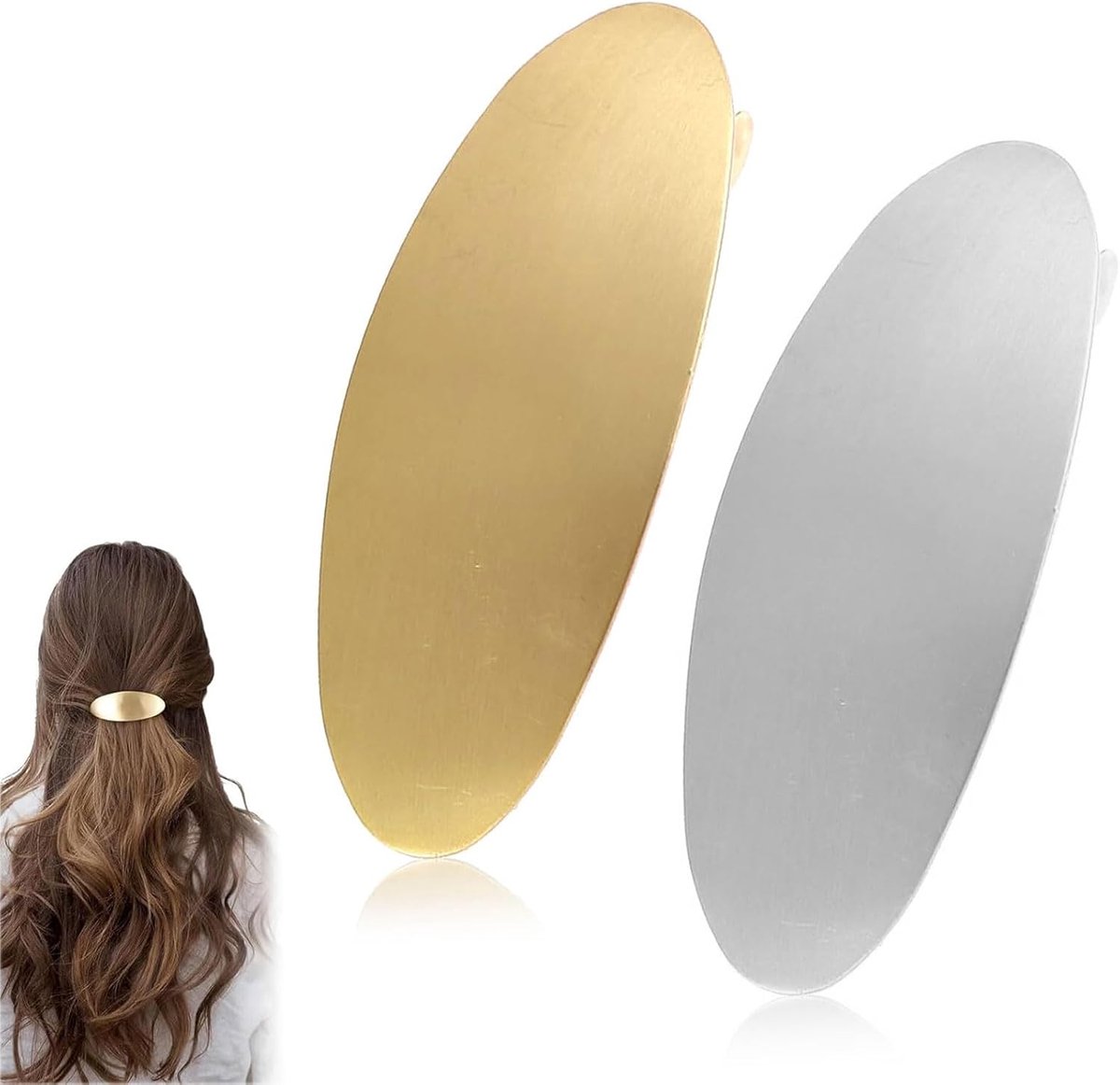 Haarspeld 2pcs ovaal - vintage metaal - goud en zilver - elegant voor lange dikke haren - ShopVlot