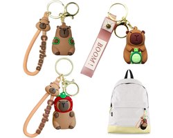 Llavero Capybara 3 Stuks - 5cm Sleutelhanger - Schattige Bolso Decoratie - Perfect voor Mochila Decoratie - ShopVlot