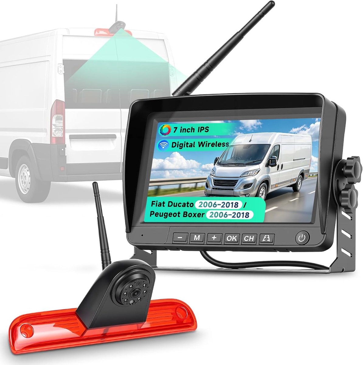 Draadloze achteruitrijcameraset 720P - 7 inch IPS-display - IR-nachtzicht - Voor Fiat Ducato/Peugeot Boxer - ShopVlot