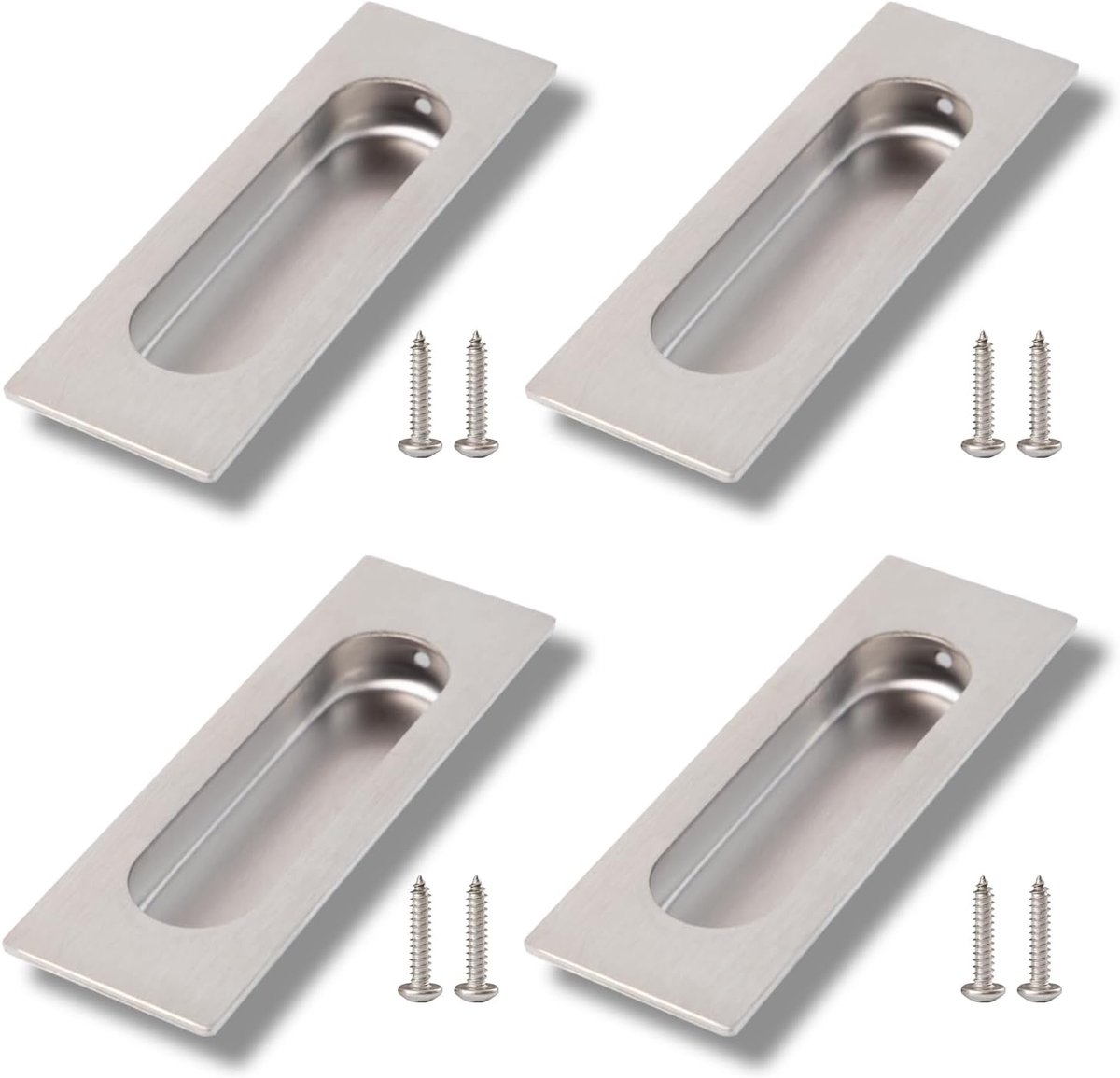 Sliding Deurgrepen Set van 4 - RVS Rechthoekig - Ingebouwd Design - Geschikt voor Meubels en Keukens - ShopVlot