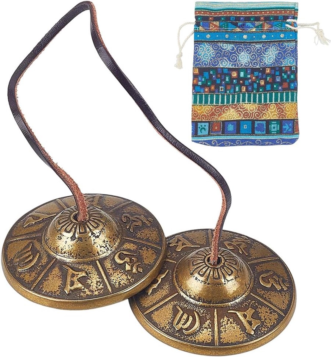 Tingsha bekkens 6,6 cm - messing - helder geluid - voor meditatie - ShopVlot