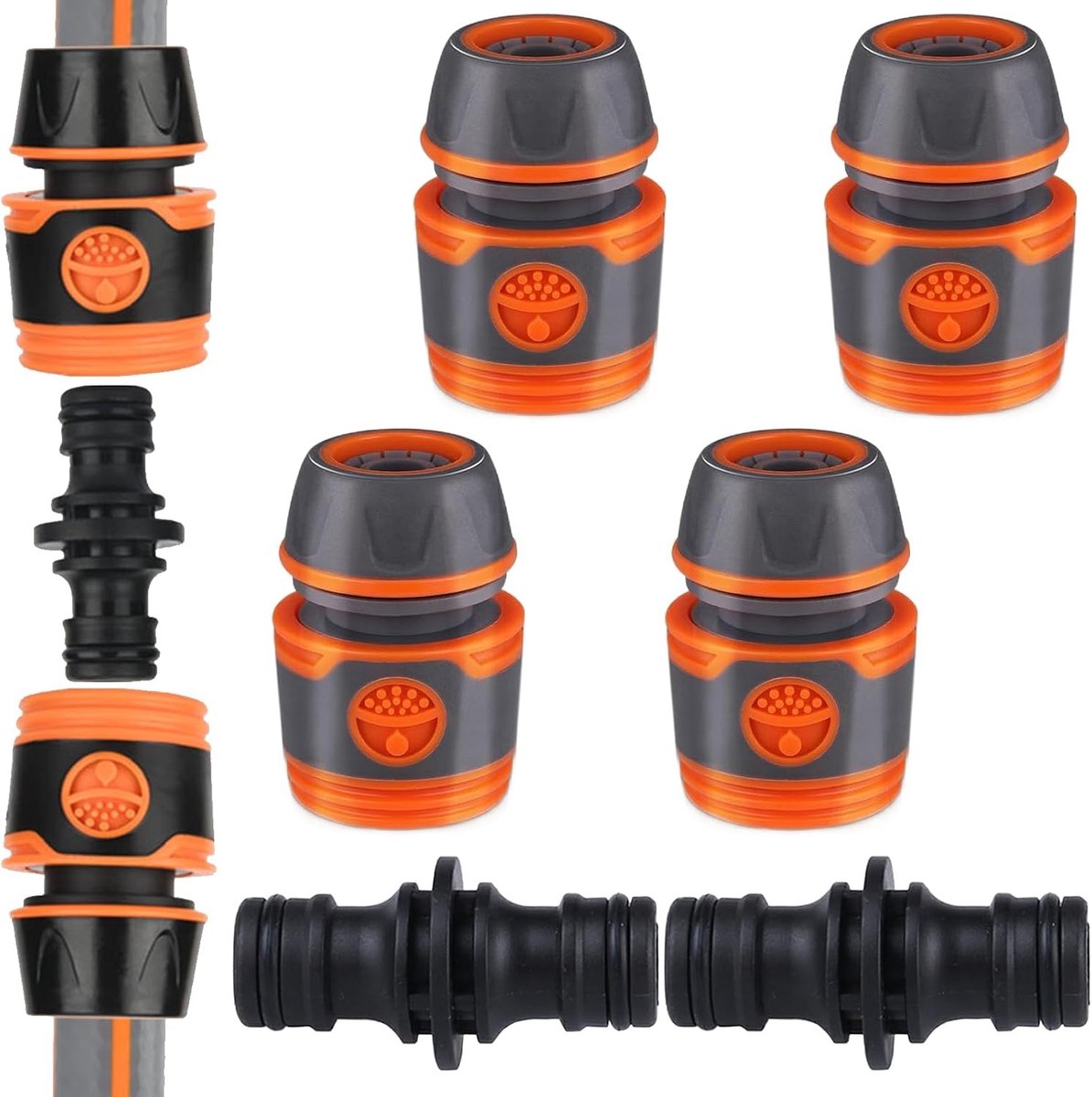 Slangconnector Set - Grijs - 13 mm - Hoogwaardig ABS Materiaal - Voor Tuin en Irrigatie