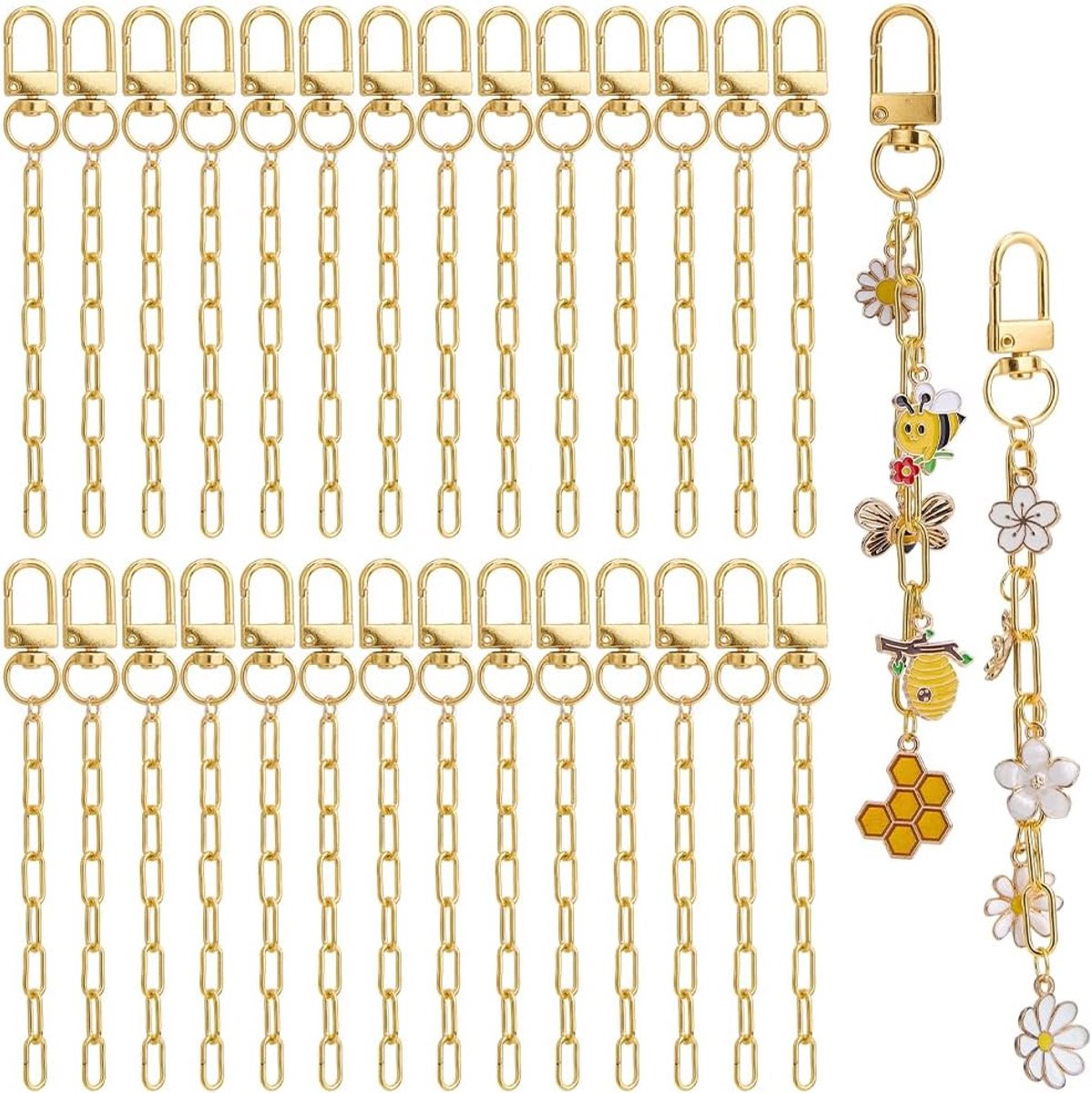 Sleutelhangers 30 Stuks - Gouden Aluminium met Karabijnhaak - Robuust en Perfect voor DIY Creaties - ShopVlot
